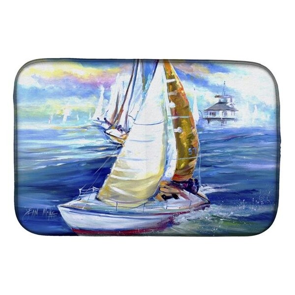 Carolines Treasures JMK1073DDM Rock My Boat Sailboats Dish Drying Mat JMK1073DDM - main